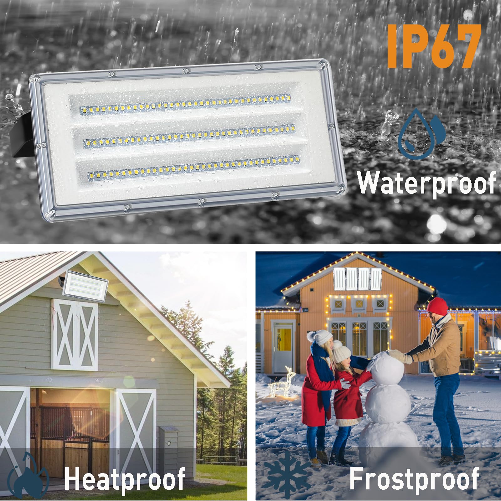Projecteur LED Extérieur 200W 20000LM, Blanc Froid 6500K, 2 PACK