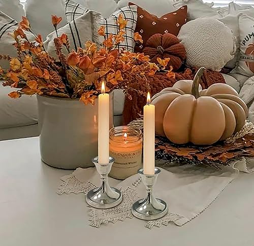 Miniatura 6 de Rely+ Juego de 2 portavelas plateados, portavelas decorativo para velas cónicas para decoración del hogar, portavelas de Pascua modernos para cena,