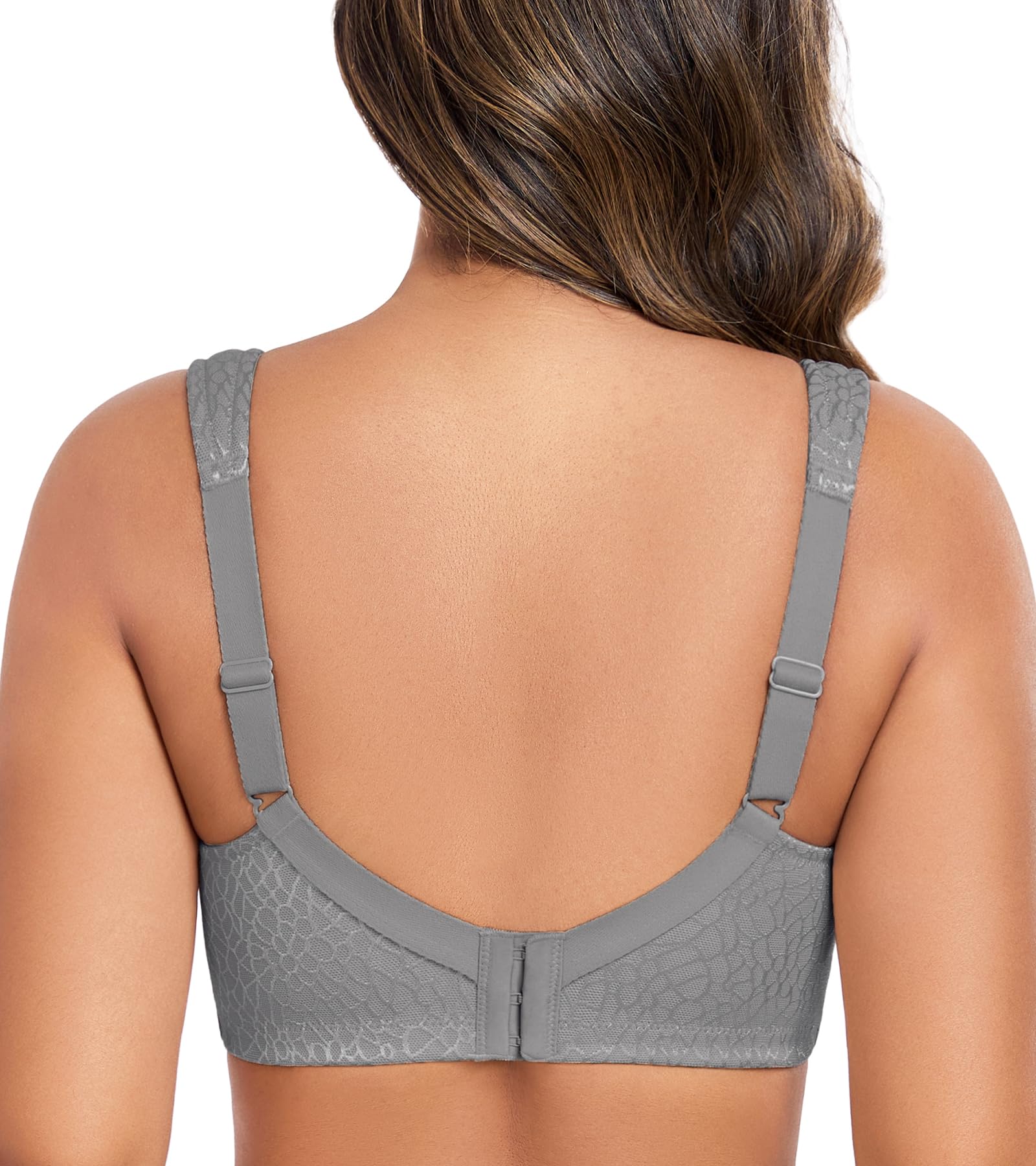 Biustonosz Minimizer bez fiszbin dla kobiet plus size pełna miseczka mocne wsparcie bez wypełnienia w kształcie litery U tył czarny