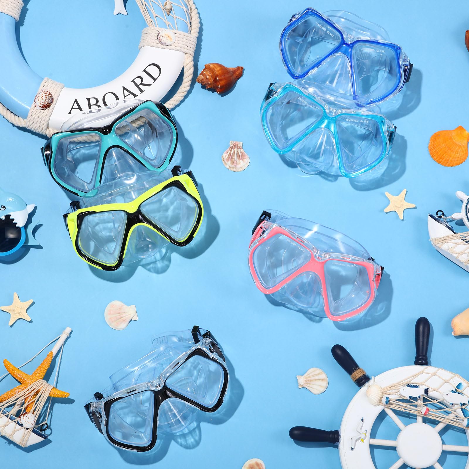 Flutesan 6 gafas de natación con cubierta de nariz para adultos, gafas de piscina, natación, buceo, gafas de natación
