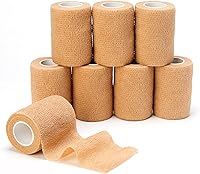 Vista 1 de Cinta de vendaje autoadhesiva (3 pulgadas x 5 yardas), paquete de 8 vendajes elásticos cohesivos para primeros auxilios, deportes, muñeca y tobillo