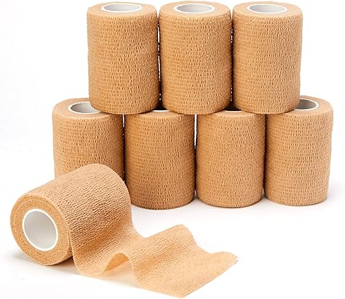 Cinta de vendaje autoadhesiva (3 pulgadas x 5 yardas), paquete de 8 vendajes elásticos cohesivos para primeros auxilios, deportes, muñeca y tobillo