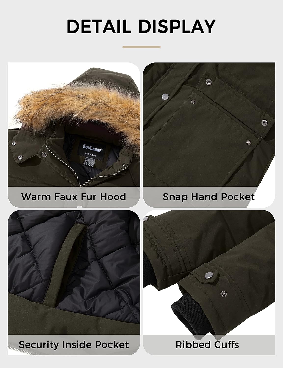 Soularge Women's Winter Plus Size Waterproof Thicken Puffer Coat with Faux fur Hood - Image 7