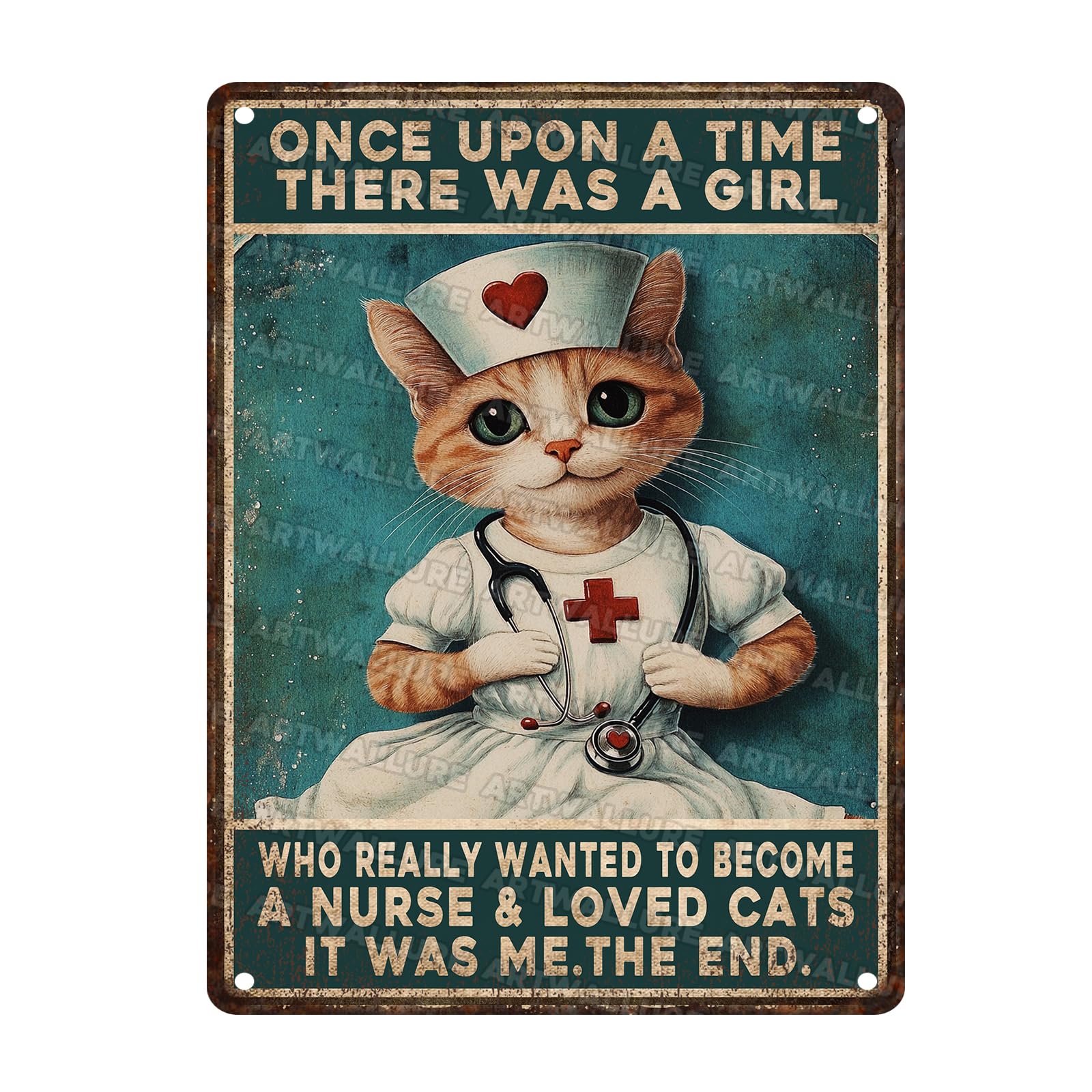 Cat Nurse Metal Tin Sign Rustic Wall Decor Retro Kitchen Bar Garage Man Cave Art Metal Plaque Iron Poster Farmhouse Wall Art 12x16inch