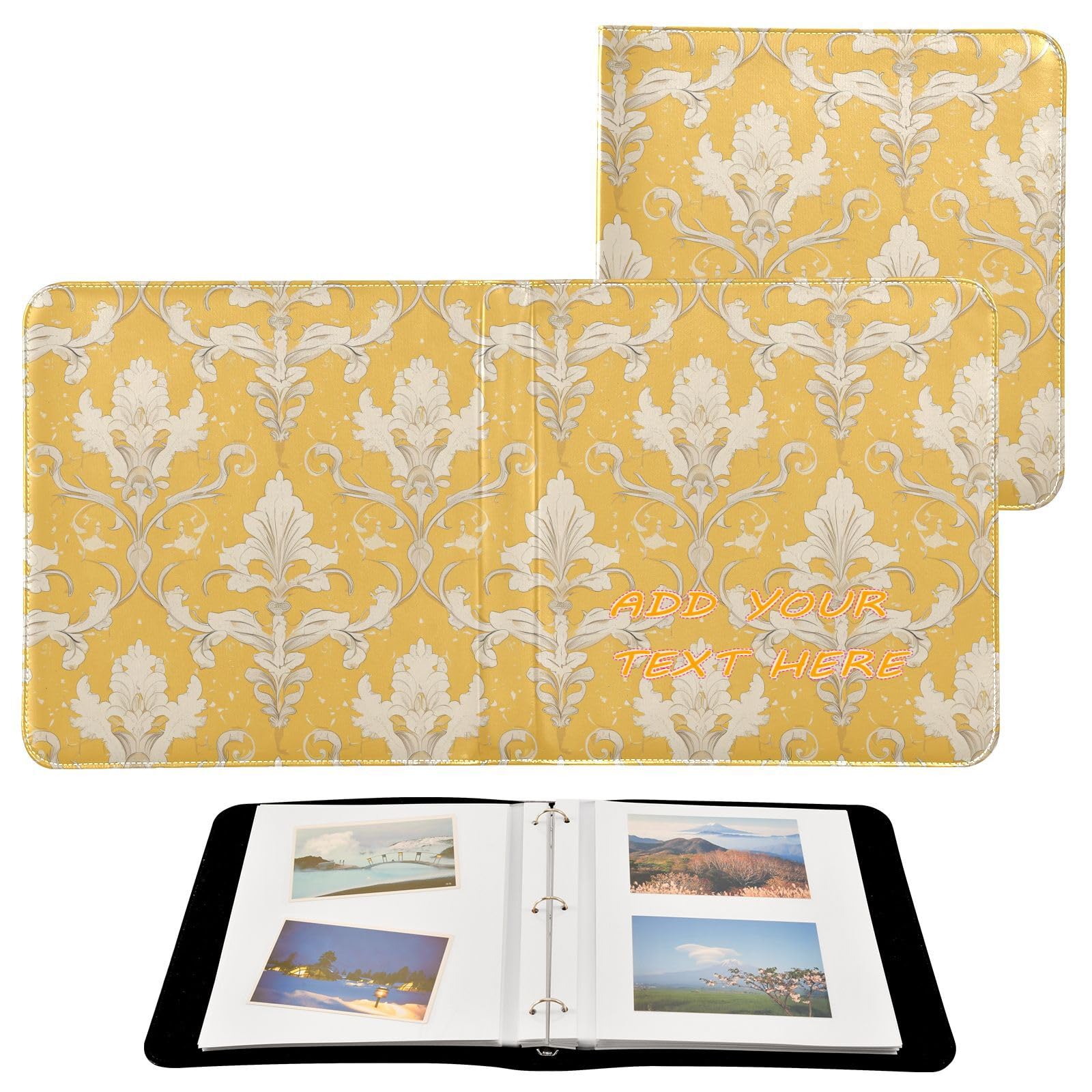Fleur-de-lis żółte albumy ze zdjęciami w stylu vintage, spersonalizowane albumy fotograficzne, albumy fotograficzne, 10 szt., zdjęcia 5 x 7 cm