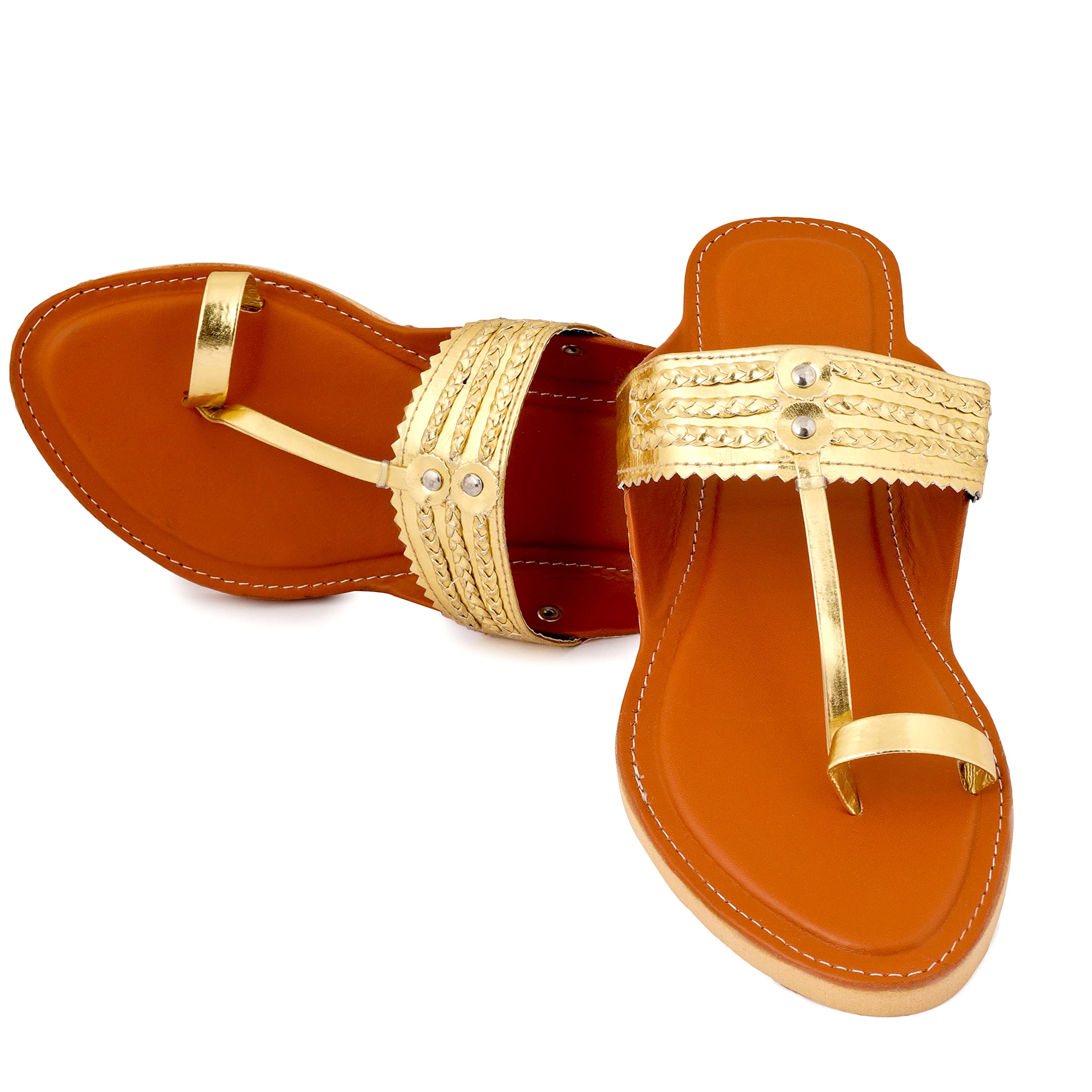 STYLE SOCIO FASHIONS Designer Synthetic Leather Stylish Kolhapuri for Women and Girls Suitable for Any Ocassion (Gold, Numeric_8) (B0C4H3RQVP) Amazon Price History, Amazon Price Tracker