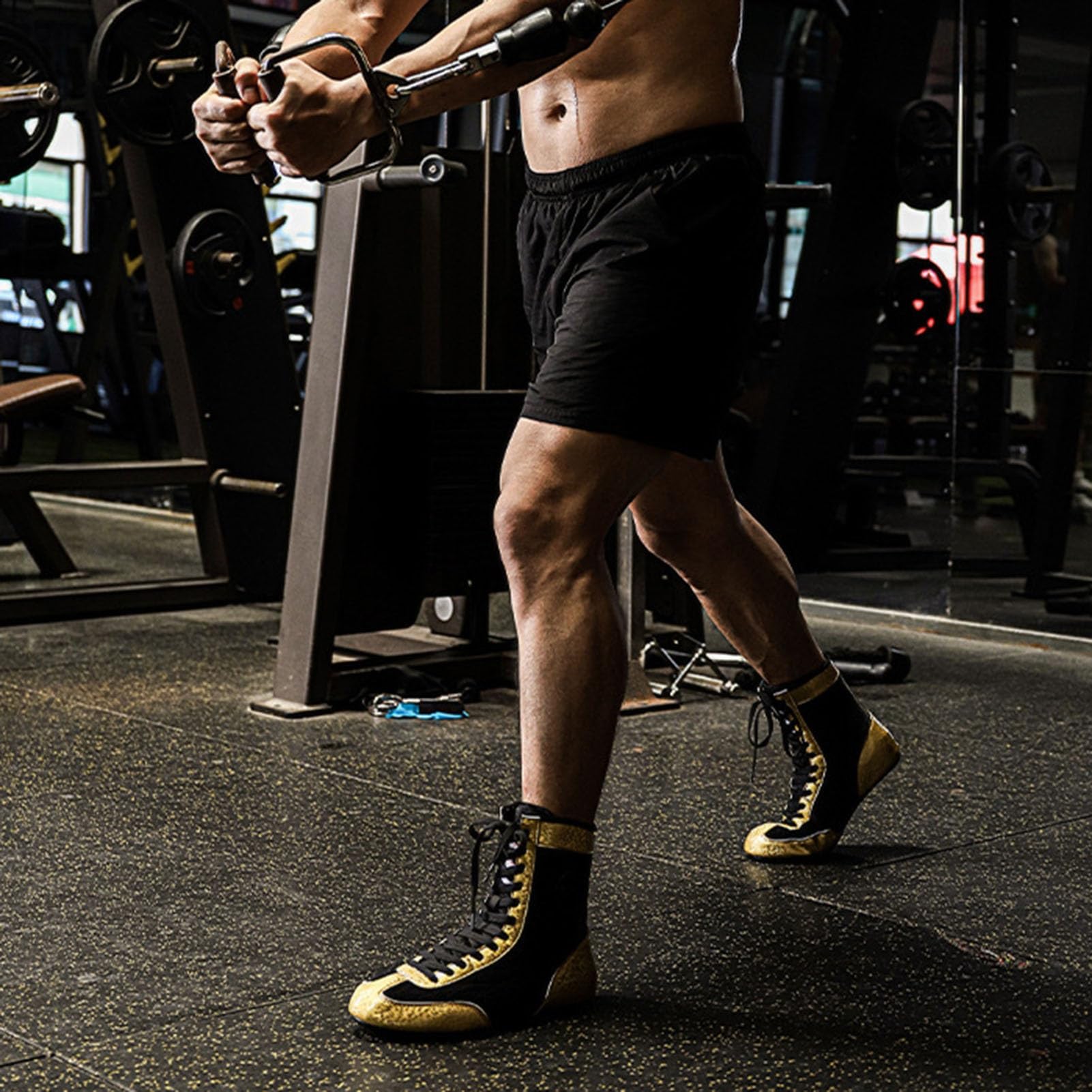Scarpe da wrestling antiscivolo e traspiranti,scarpe da boxe unisex con supporto elevato,stivali da wrestling, stivali da combattimento,scarpe da allenamento, supporto extra alla caviglia per pugili (