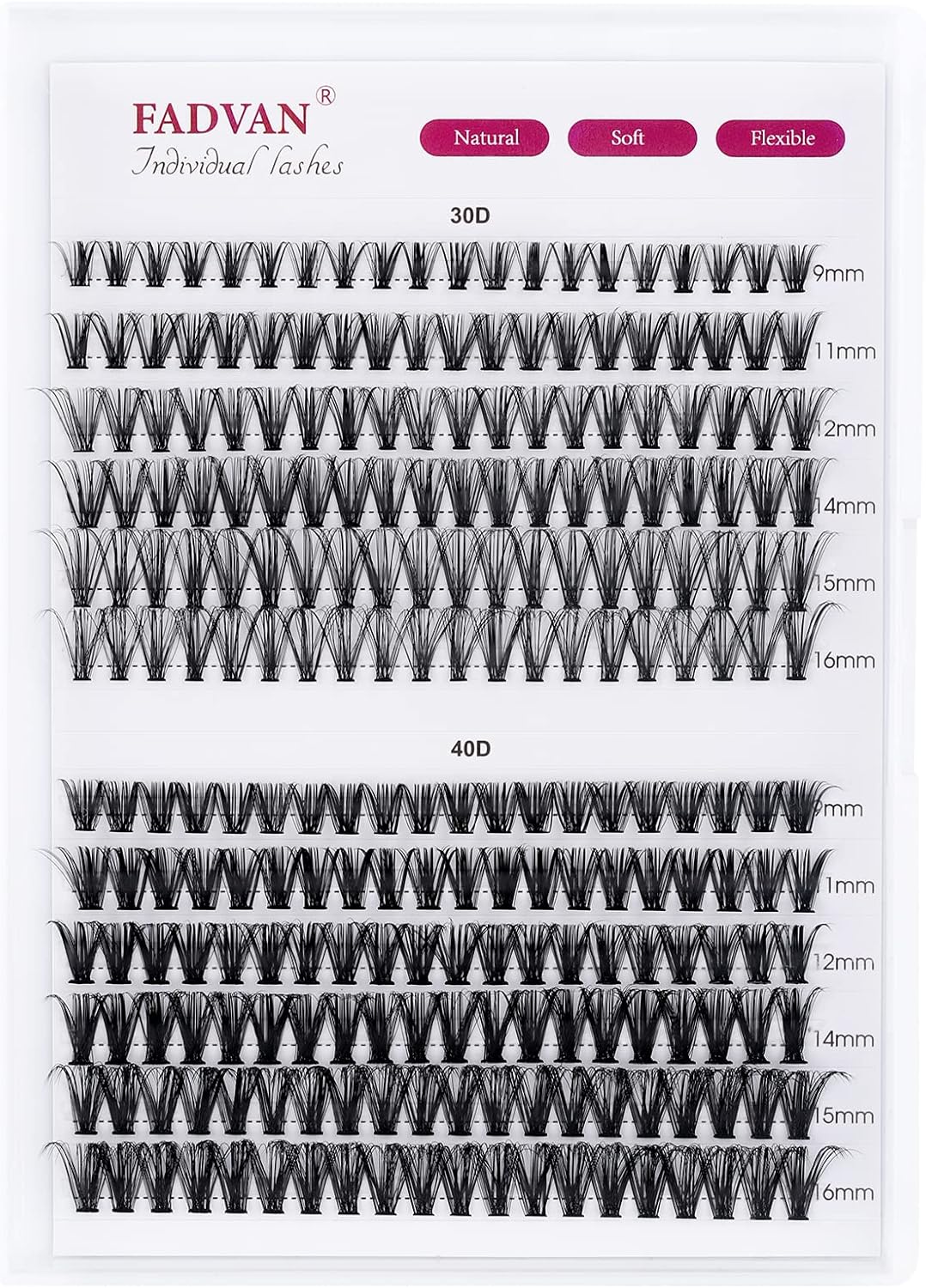 Lash Clusters Individual Lashes 280Pcs DIY Eyelash Extension 30D+40D D Curl Mixed 9-16mm Cluster Lashes Natural Wispy Reusable Mink Lash Cluster at Home by FADVAN(30D+40D-0.07D, 9-16mm) - Image 7