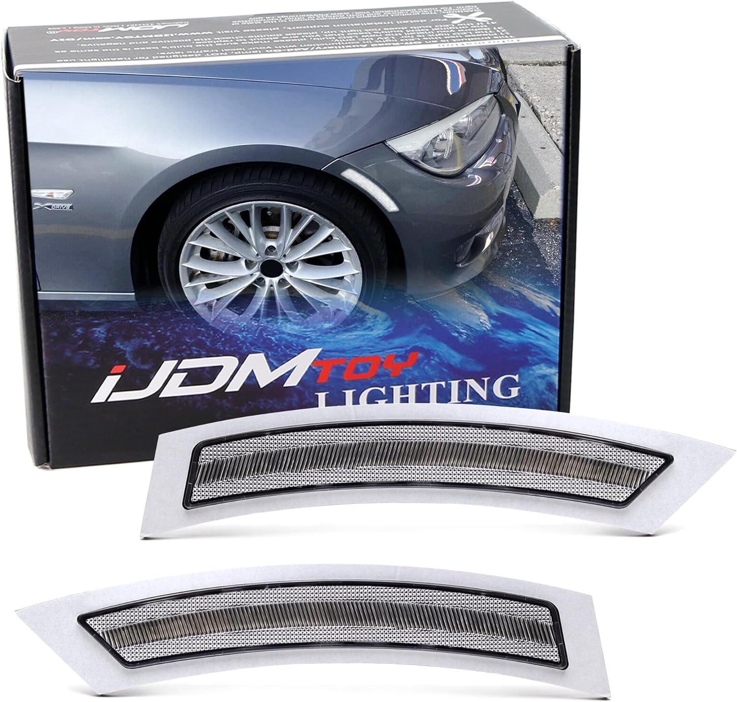 iJDMTOY White/Clear Lens Front Bumper Side Markers Compatible With 2007-2012 BMW E92/E93 3 Series Coupe 328i 335i, Replace OEM Amber Reflector Assy