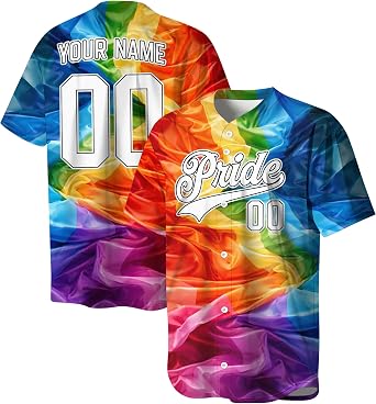 Custom Baseball Jersey, Personalized LGBTQ Pride Month Jerseys with Name Number for Men Women, Rainbow Pride Jersey for LGBT