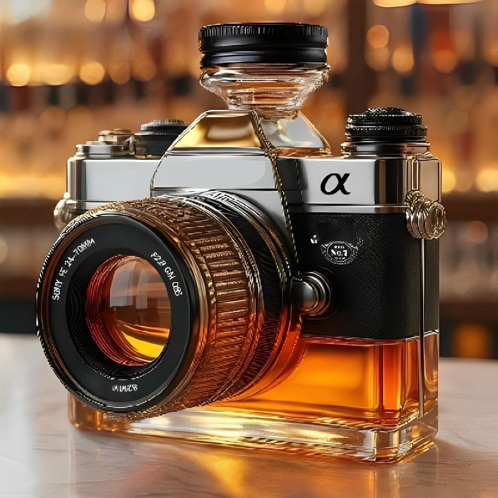 300ML Decantador Whisky Arte Escultura - Figura De Decantador De Whisky Con Forma De Cámara 3D, Esculturas De Botellas De Vino De Vidrio Hechas A Mano, Divertido Recipiente Almacenar Vino(A)