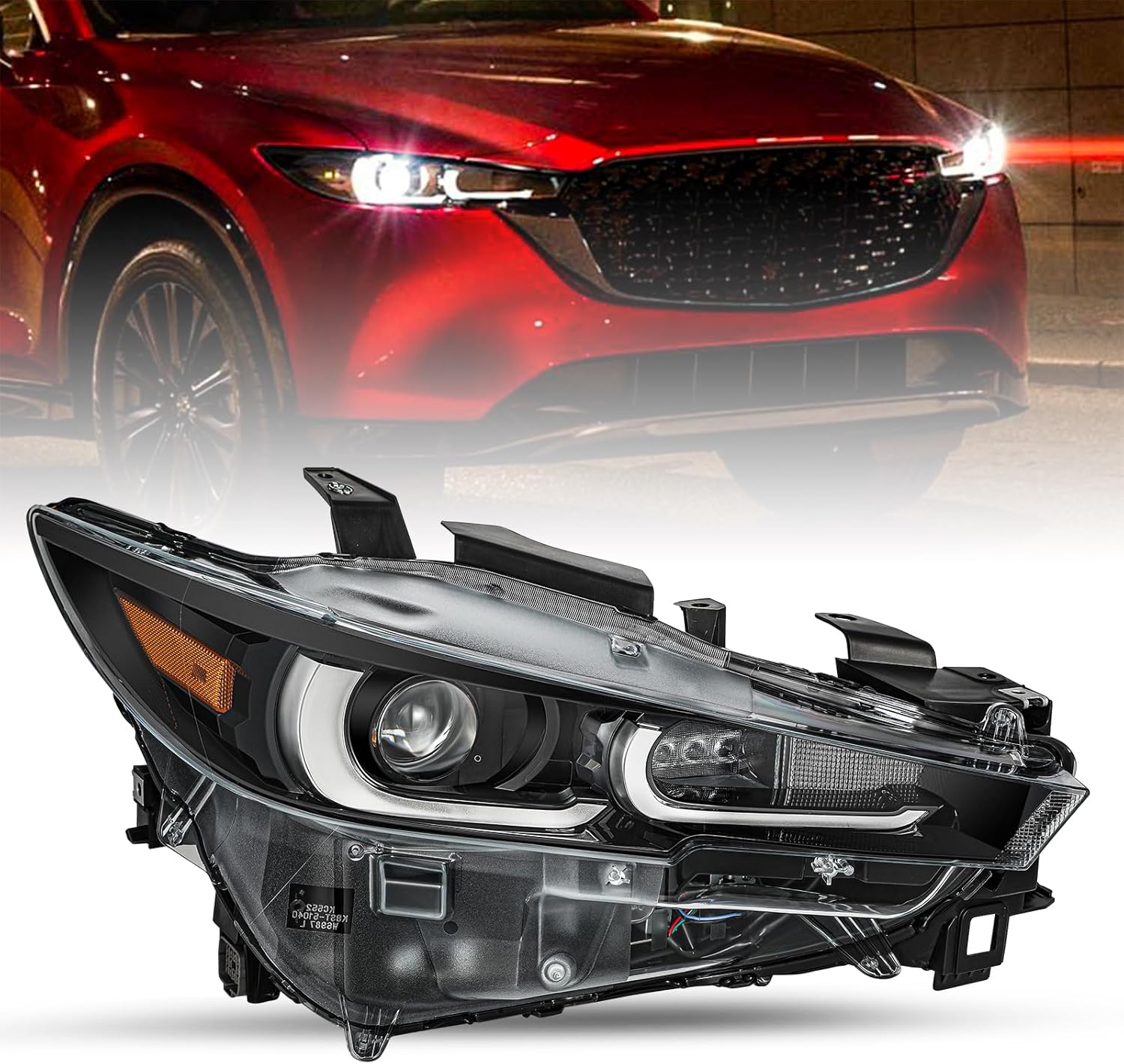 SOCKIR Without AFS Headlight Assembly Replacement for 2022 2023 2024 Mazda CX-5 Full LED Headlamps Passenger Right Side