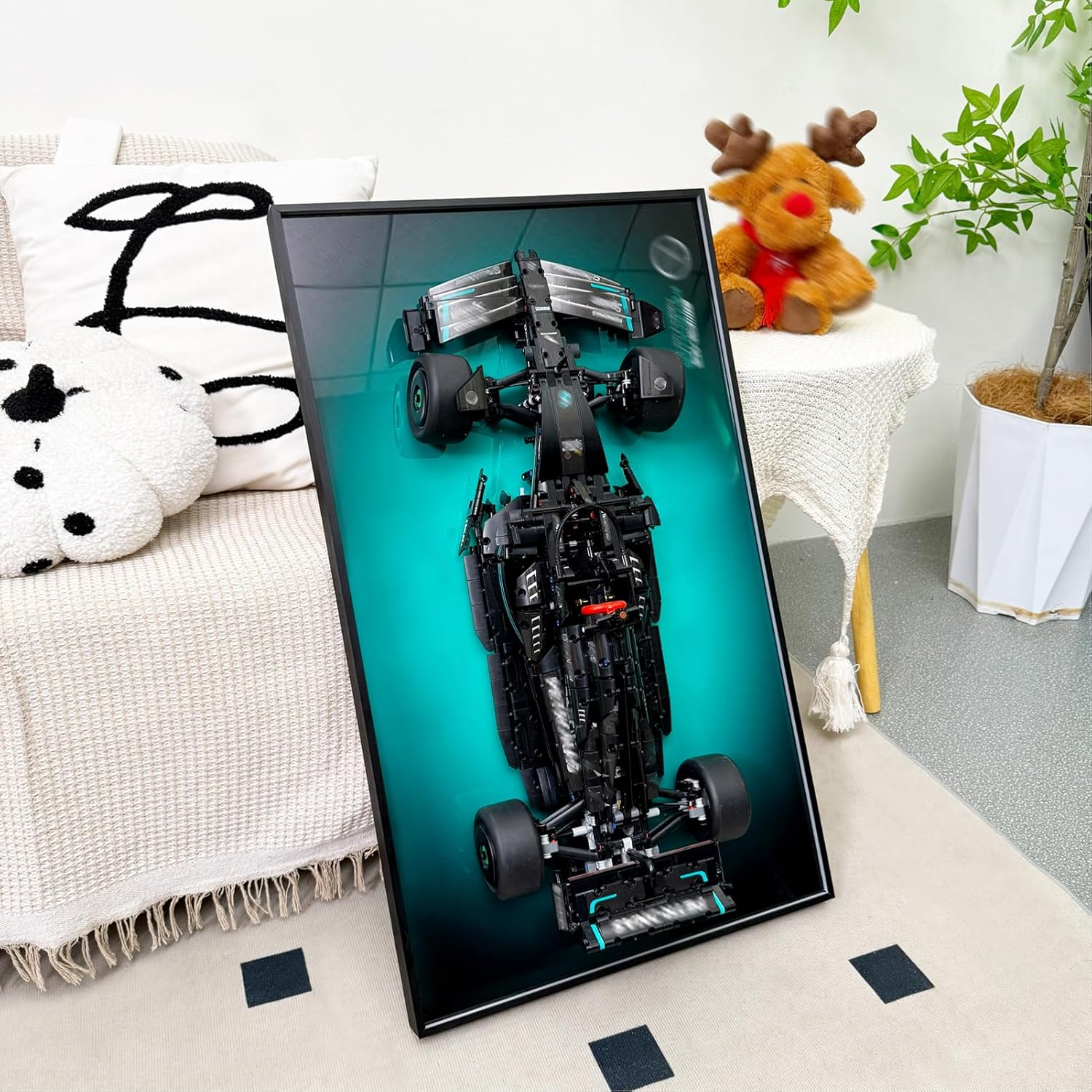 Display Wallboard Compatible with Lego Technic Mercedes-AMG W14 E 42171 Race Car, Compatible with Lego Car Wall Mount Display Frame Enthusiast, Size:19.7X 31.5in, No Model!