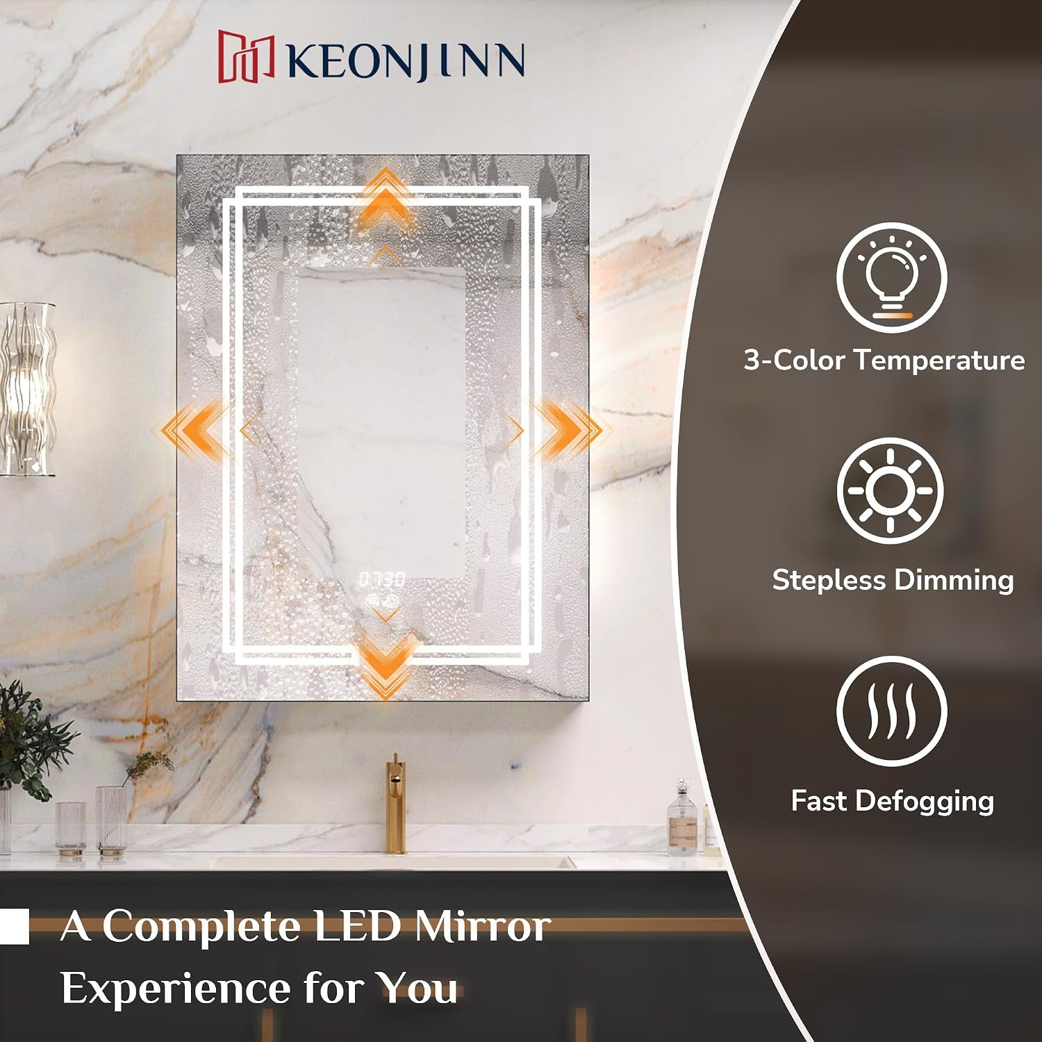 Keonjinn 30 x 32 Inch Lighted Medicine Cabinet with Lights, Tempered Glass image 5