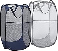 Vista 13 de Paquete de 2 cestas plegables de malla para la ropa sucia, cestas plegables para la ropa de baño, dormitorio universitario, viajes (blanco)