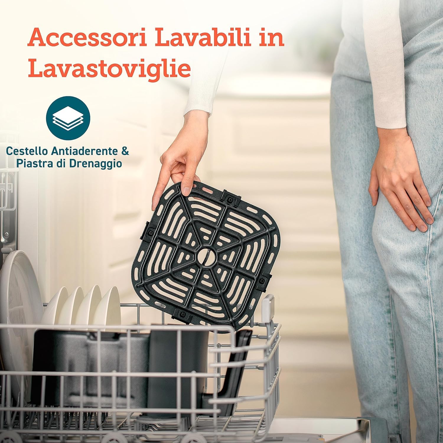 Cosori Friggitrice ad Aria 4,7 Litri, 75-230°C, 9 Preimpostazioni, 1500W | Silenzioso e Risparmio Energetico, Meno Olio&Senza Fumo, Ricettario Italiano, Lavabile in Lavastoviglie, Rumore Sotto i 55dB