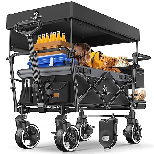 KESSER® Bollerwagen Faltbar GTS-9100 mit Dach Handwagen Transportwagen klappbar belastbar