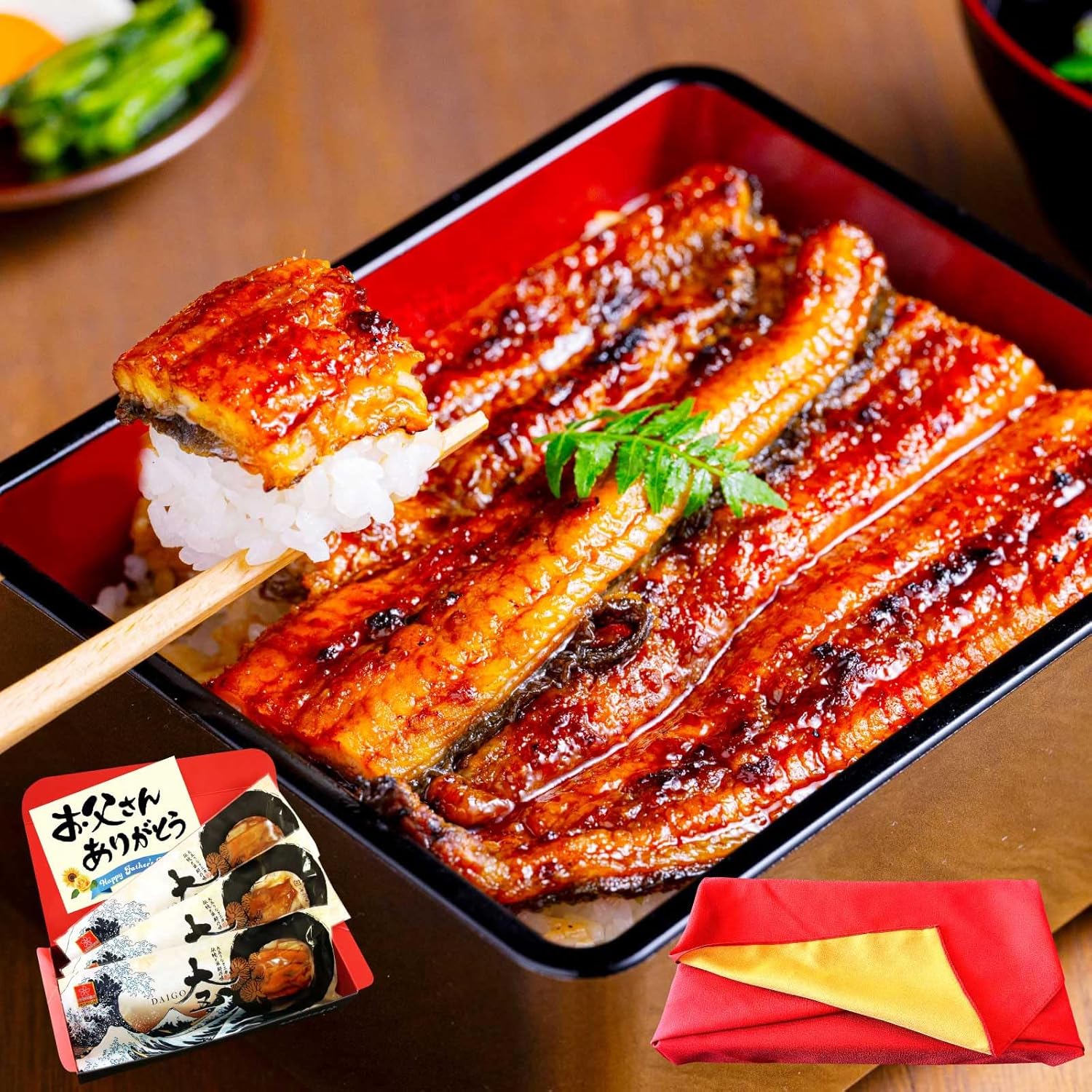 【父の日ギフト】大五うなぎ工房 父の日 織物風呂敷包み メッセージカード付 国産 うなぎ 長蒲焼 3尾セット (約120g×3尾) 蒲焼 タレ 山椒 付き 鰻 蒲焼 冷凍 贈答 プレゼント ギフトラッピング ギフト包装 手提げ袋 Amazonで販売中 【父の日ギフト】大五うなぎ工房 父の日 織物風呂敷包み メッセージカード付 国産 うなぎ 長蒲焼 3尾セット (約120g×3尾) 蒲焼 タレ 山椒 付き 鰻 蒲焼 冷凍 贈答 プレゼント ギフトラッピング ギフト包装 手提げ袋 Amazonで販売中