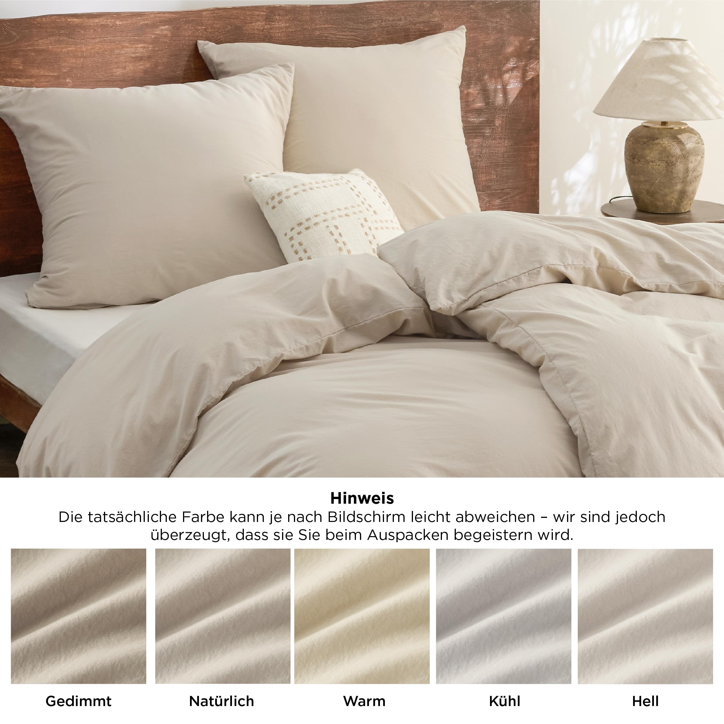 BEDSURE Ropa de cama de 135 x 200 cm, algodón de 4 piezas, juego de ropa de cama de verano, color beis, juego de 2 unidades con 2 fundas de almohada de 80 x 80 cm, textura similar al lino lavado