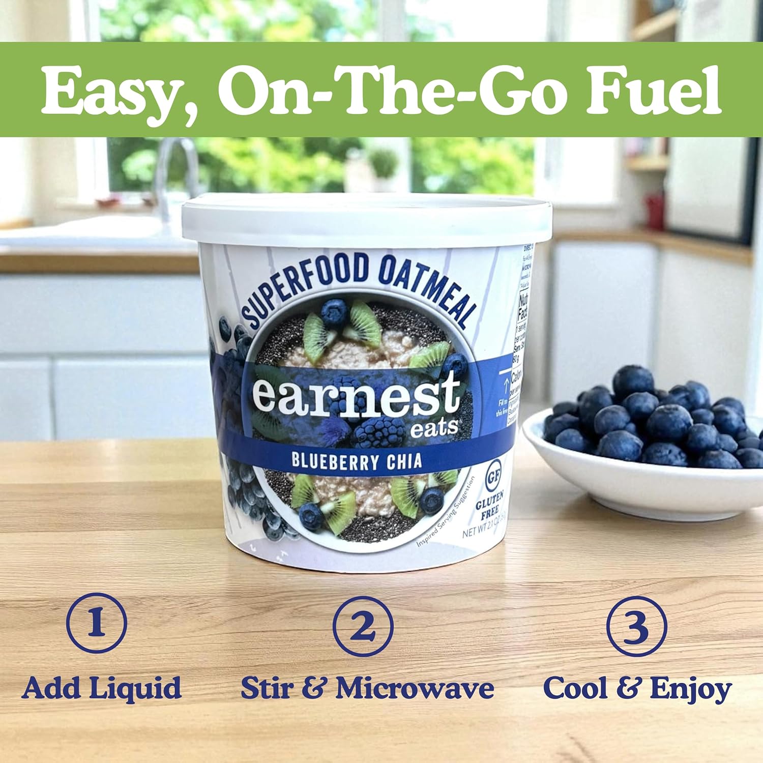 Earnest Eats Superfood Oatmeal Cups - Variety Pack – 7g Plant Protein, Gluten Free, Vegan, On-the-Go Breakfast, 2.1 Ounces Each (6 Pack)