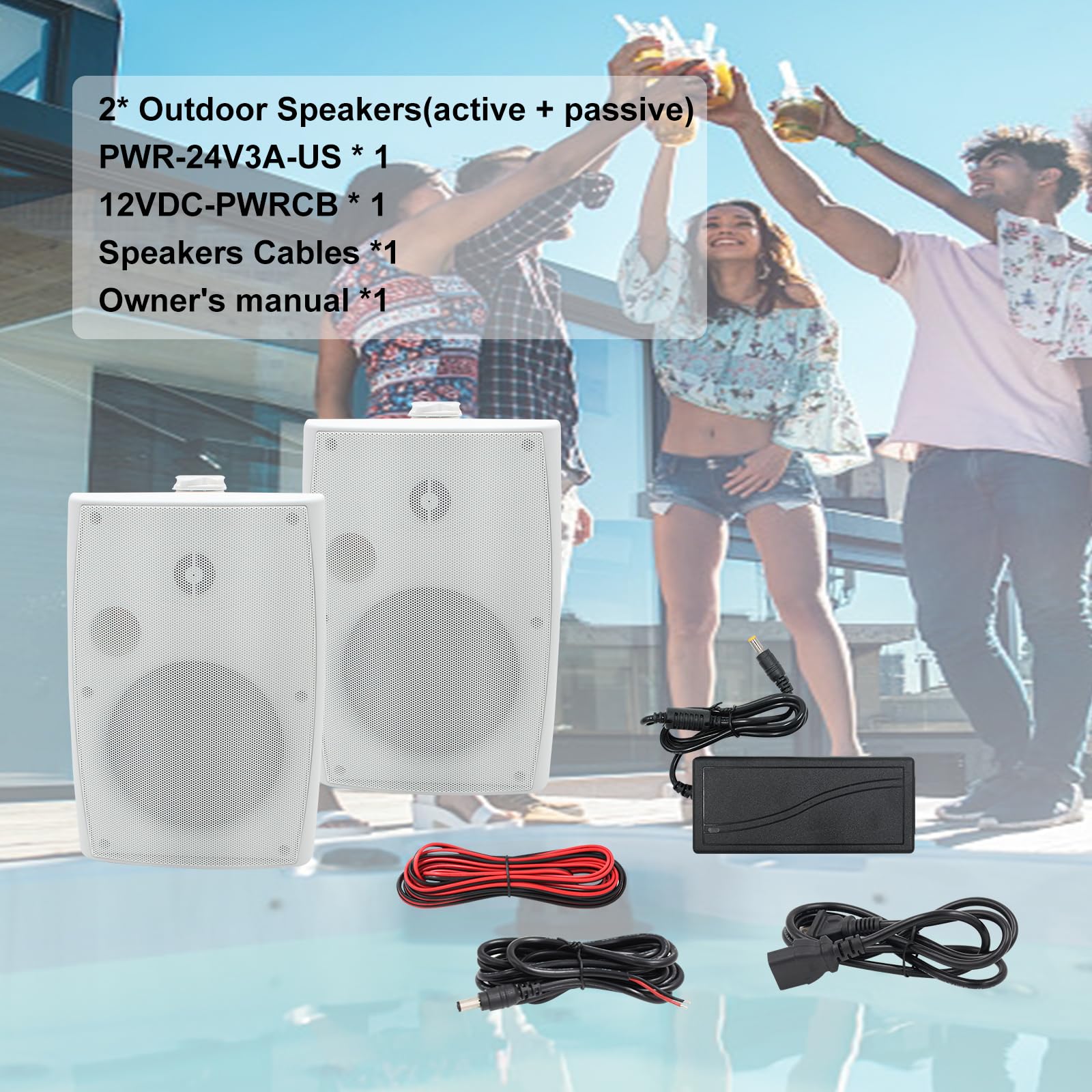 Casse Bluetooth Esterno 6.5 Pollici 400W - Coppia Nero, Impermeabili IP66 Per Giardino E Terrazza - Foto 8