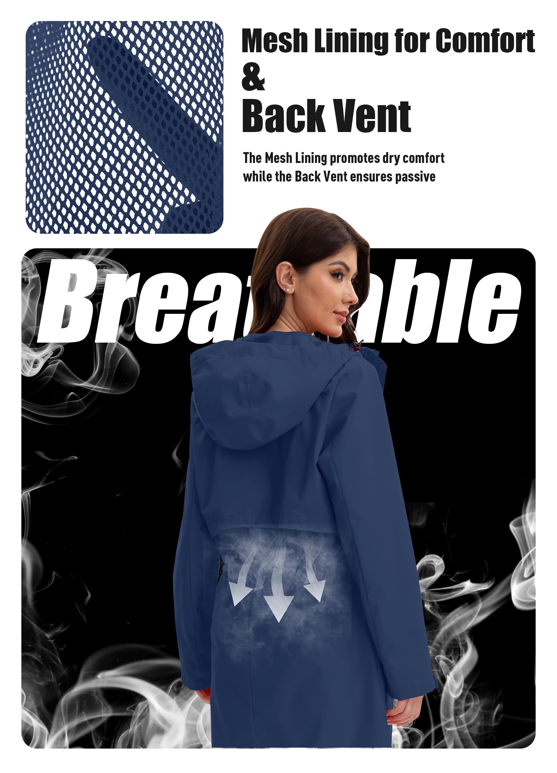 Giacca impermeabile da donna lunga softshell giacca impermeabile da donna trench giacca a vento giacca leggera per le mezze stagioni