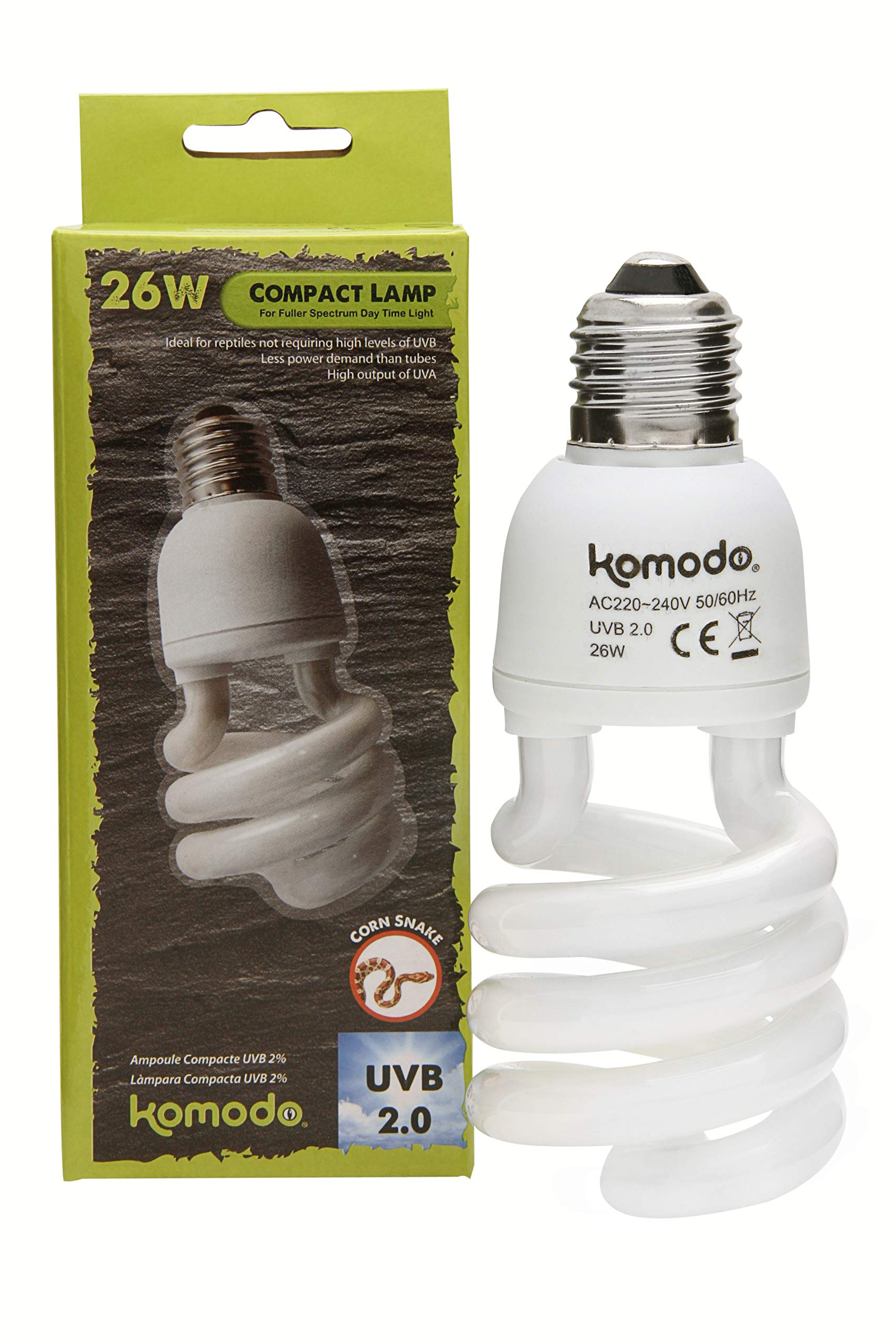 Komodo White Compact Lamp Uvb 2.0 Es, 26 Watt