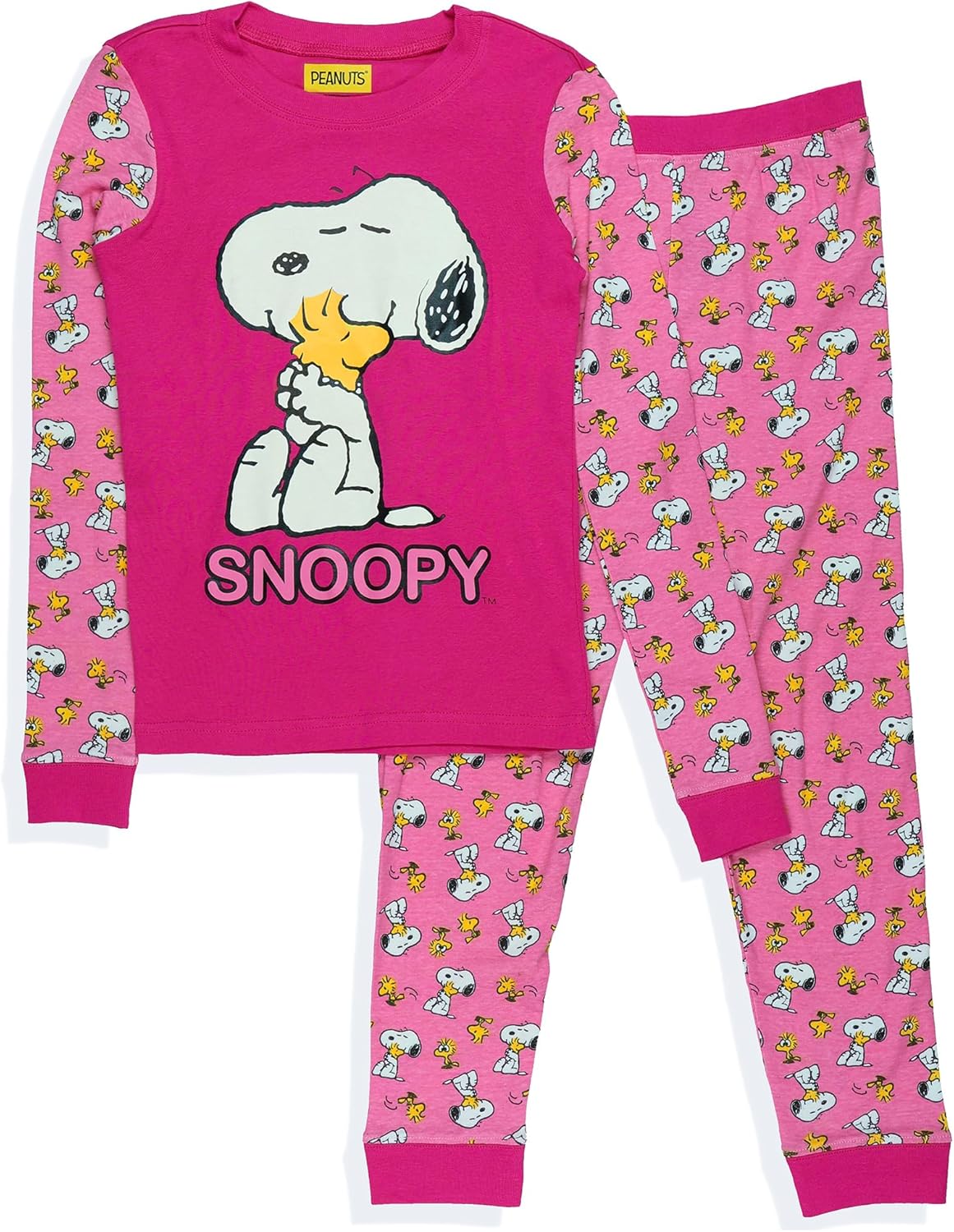 INTIMO Peanuts Pajamas Toddler Girls' Snoopy and Woodstock Tight Fit Sleep Set - Image 3