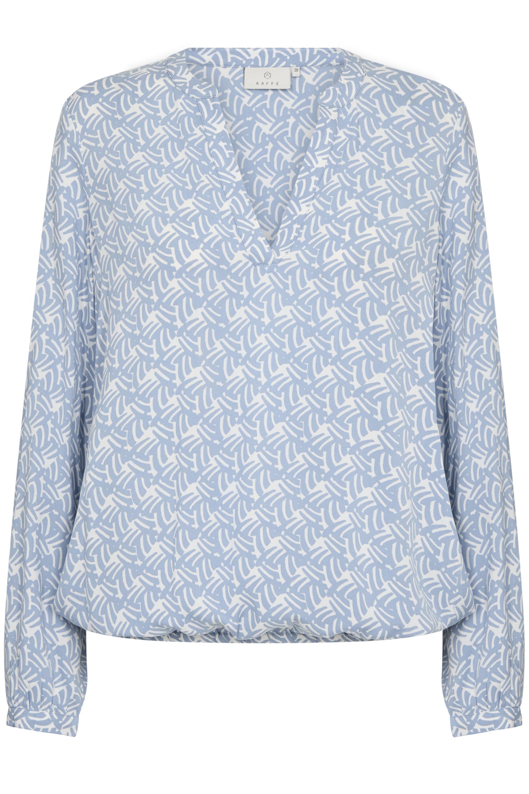 Kaffe Women's Baby Blue Ditte V-Notch Neck Elastic Hem Blouse In | : Size 16