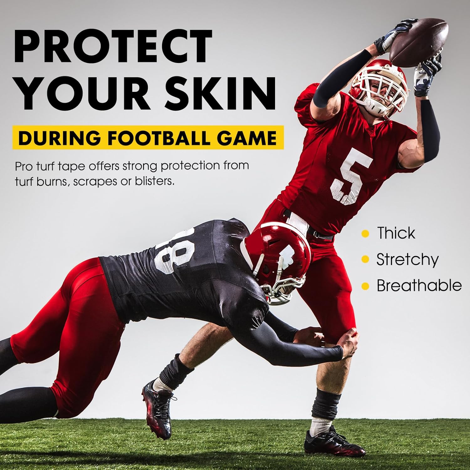 Extra Wide Kinesiology Tape, Pain Relief and Muscle Support for Back Shoulder Ankle Knee, Football Turf Tape for Turf Burn, 4 in x 16.4 Ft, Skin - Image 8