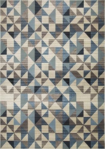 HomeRoots Heat-Set Polypropelene 8â€™ x 11â€™ Blue Beige Nes