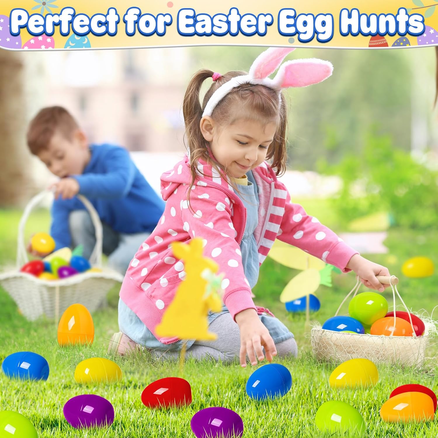 V-Opitos 3.5'' Big Easter Plastic Eggs, 36 PCS Bulk Empty Easter Eggs in 6 Colors, Fillable Hinged Eggs for Easter Egg Hunt, Basket Stuffers Fillers, Easter Party Favor for Kids