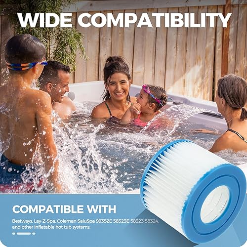 Miniatura 4 de Filtro de repuesto para bañera de hidromasaje tipo VI, paquete de 6 cartuchos de filtro de spa compatibles con Bestway, Lay-Z-Spa, Coleman SaluSpa