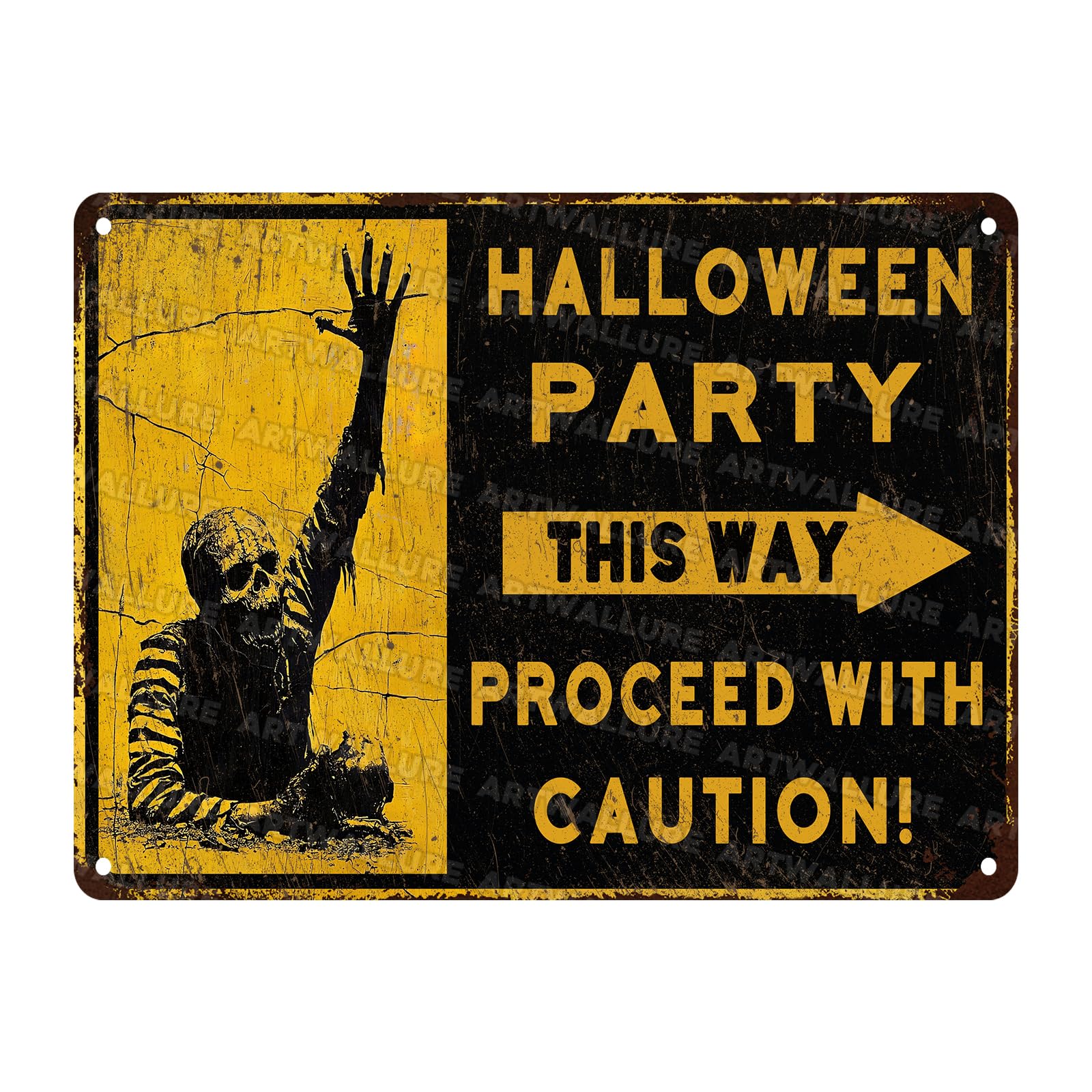 Halloween Party Zombies Vintage Sign Zombies Metal Tin Sign Halloween Decor for Home Bar Kitchen Hotel Dining Room Coffee 12x16inch