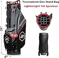 Vista 6 de Emerald Isle Bolsa de Golf de Pie con Divisor de Longitud Completa de 14 Vías, Bolsa de Transporte Resistente con Capucha para Lluvia, Múltiples