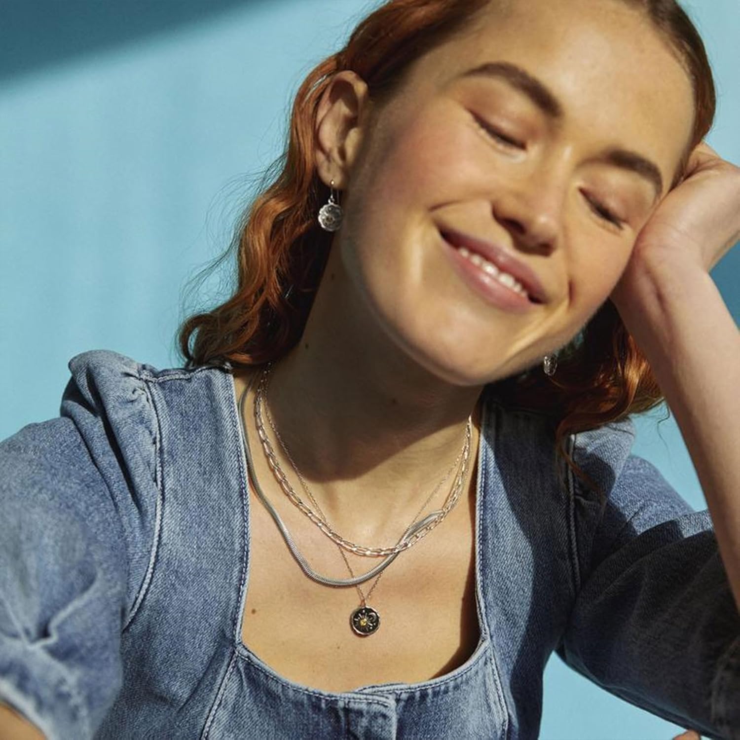 Sun and Moon Dangle Earrings for Women Vintage lightweight Antiqued Gold Round Coin Earrings Jewelry - Image 3