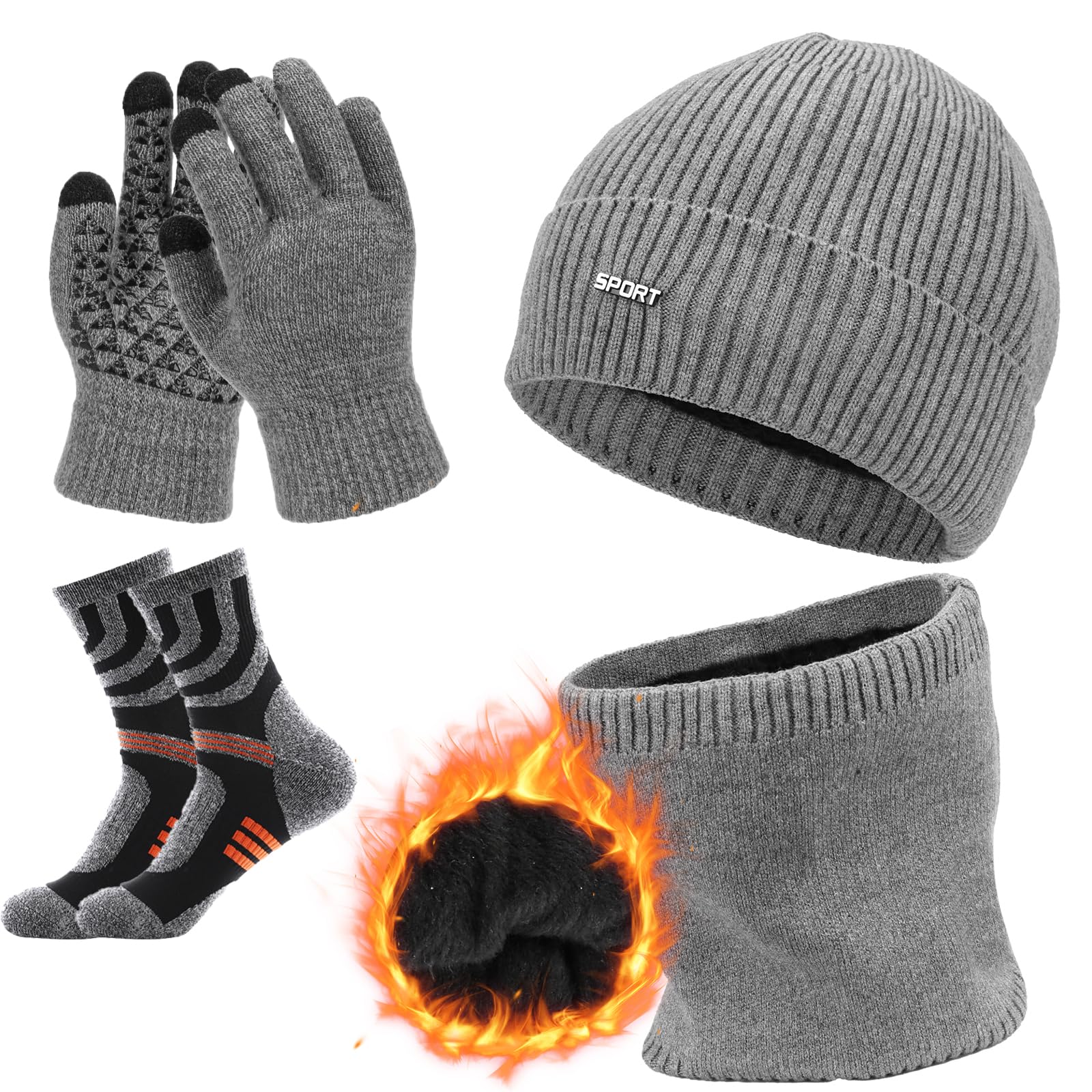 Bequemer Laden Donna Invernale Pon Pon Cappello Sciarpa Touch Screen Guanti Set con Fodera in Pile, Berretto in Maglia a Trecce Sciarpe Regalo