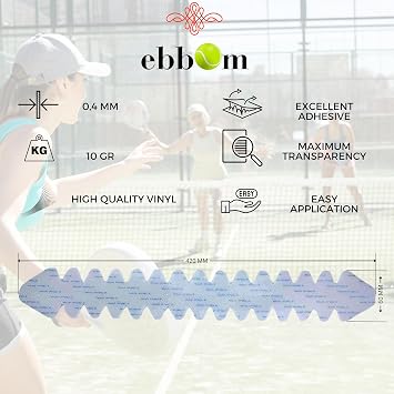 Transparent Padel Racket Protector - Calendered Vinyl Padel Racket Protector - Side Edge Protection - Ideal Padel Accessories - Toothed Padel Protector - 60 x 420 mm