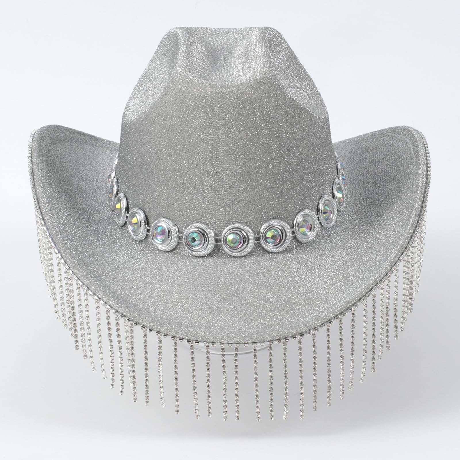 Sombreros brillantes con flecos para bailes, banquetes, fiestas, sombreros de lentejuelas para adultos y adolescentes, plata, Talla única