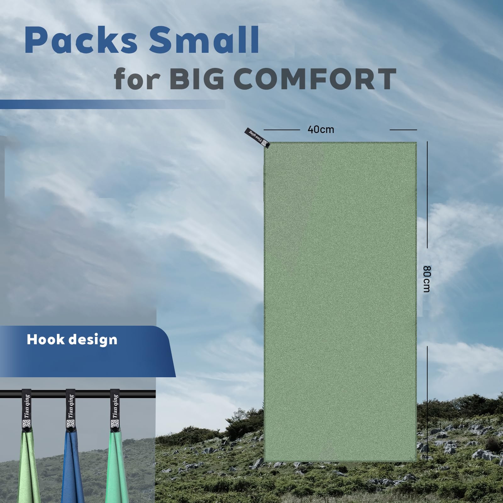 Quick Dry Camping Towel?Microfiber Travel Towel Super Absorbent Fast Drying Towel?Ultra Compact Soft Lightweight for Backpacking Camping Beach Hiking Gym Yoga Swimming,15.8