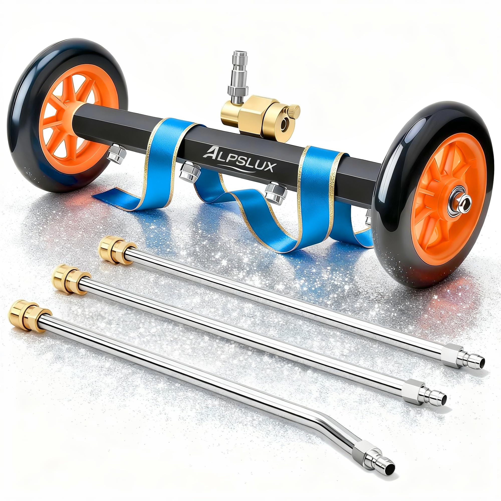ALPSLUX Pressure Washer Accessories Undercarriage Cleaner Attachment, 16 Inch Undercarriage Washer Water Broom, Pressure Washer Under Car Cleaner with 3 Extension Wands, 4000 PSI