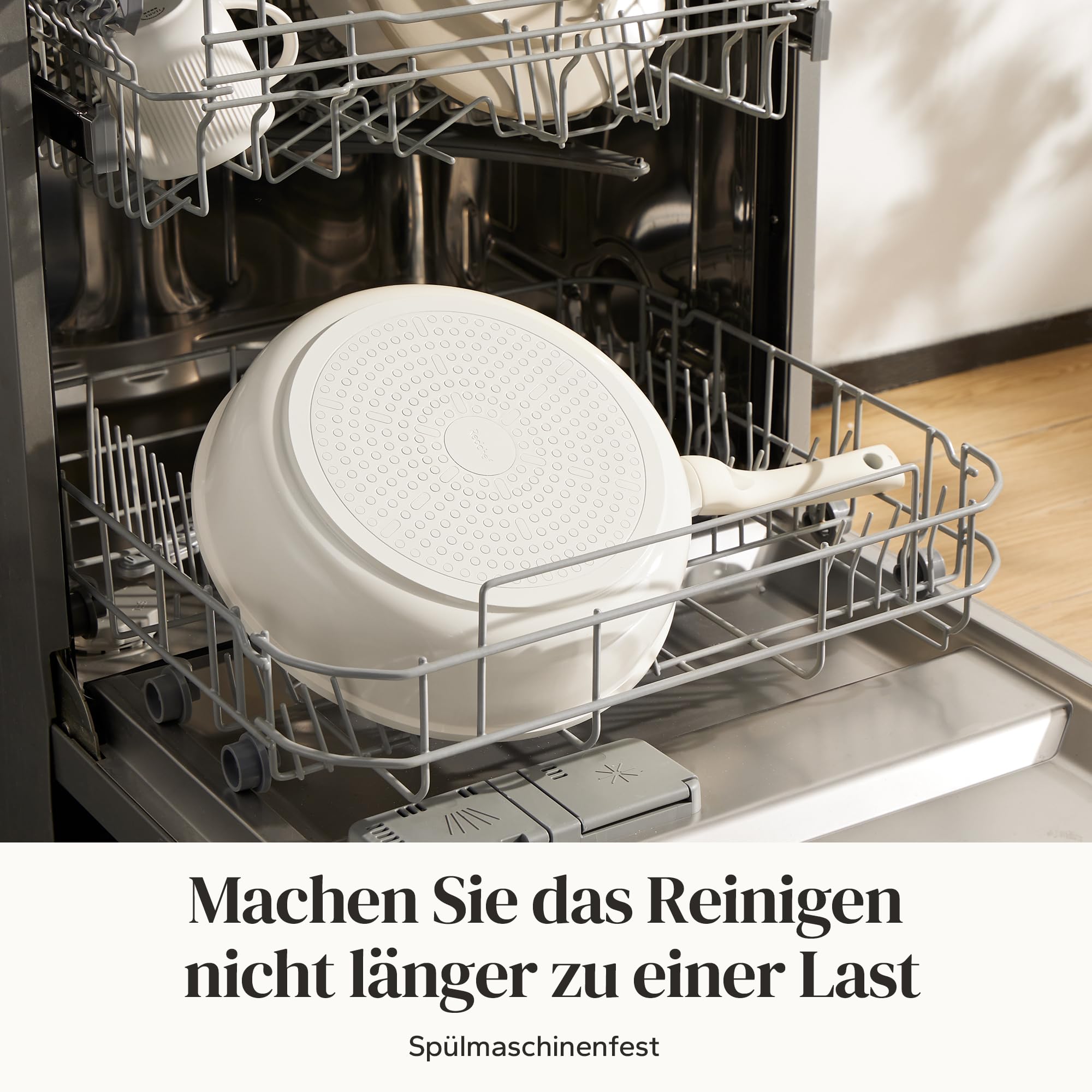 Redchef Patelnia 28 cm z pokrywką, ceramiczna patelnia nieprzywierająca do kuchenek indukcyjnych, do omletów, nie zawiera PTFE, PFAS, PFOA