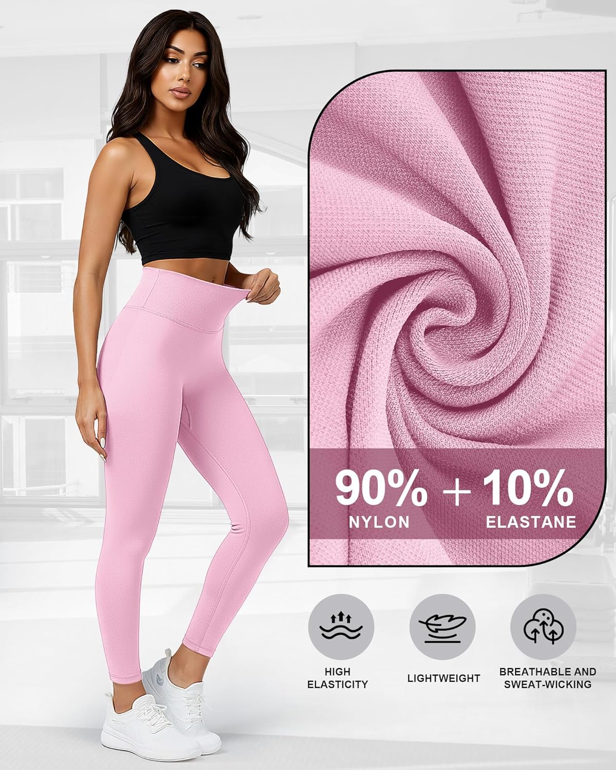 Coume 3 Pack Workout Leggings for Women Seamless Butt Lifting Leggings Compression Tummy Control Mid-Low Waist Yoga Pants