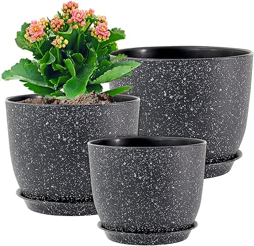 Plant Pots 10/9/8 inch, Set of 3 Modern Decorative Plastic