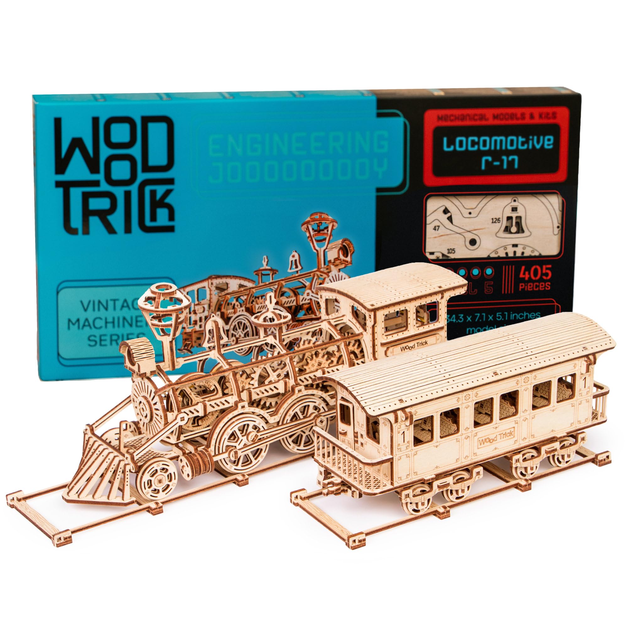 Wood Trick Toy Train Set Puzzle 3D de Madera para Adultos para Construir