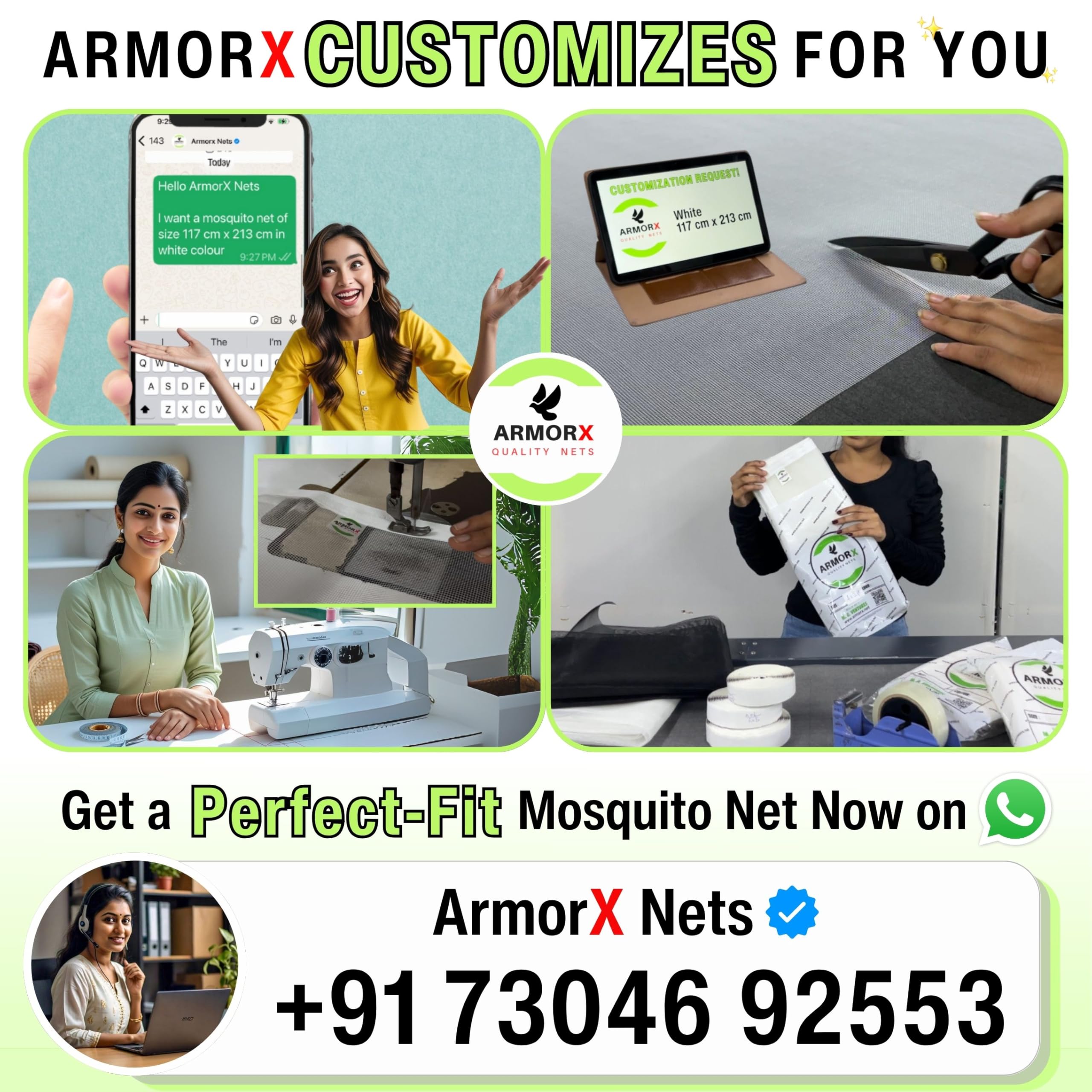 ARMORX Fixed Size Fiberglass Window Mosquito Net | Stitched with Fastener Tape | Windows/Door DIY Bug Insect Mesh | Black - 3x4 feet | 36x48 inch | 91x122 cm 3