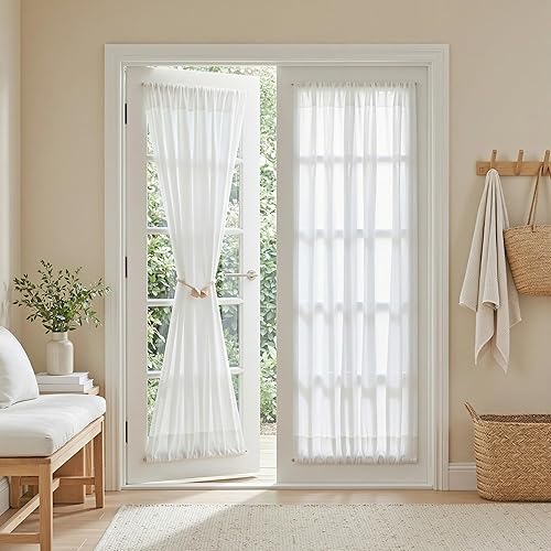 Miniatura 83 de MYSKY HOME Cortinas traslúcidas de 63 pulgadas de largo para dormitorio, paneles de cortina para ventana que filtran la luz, protegen la privacidad