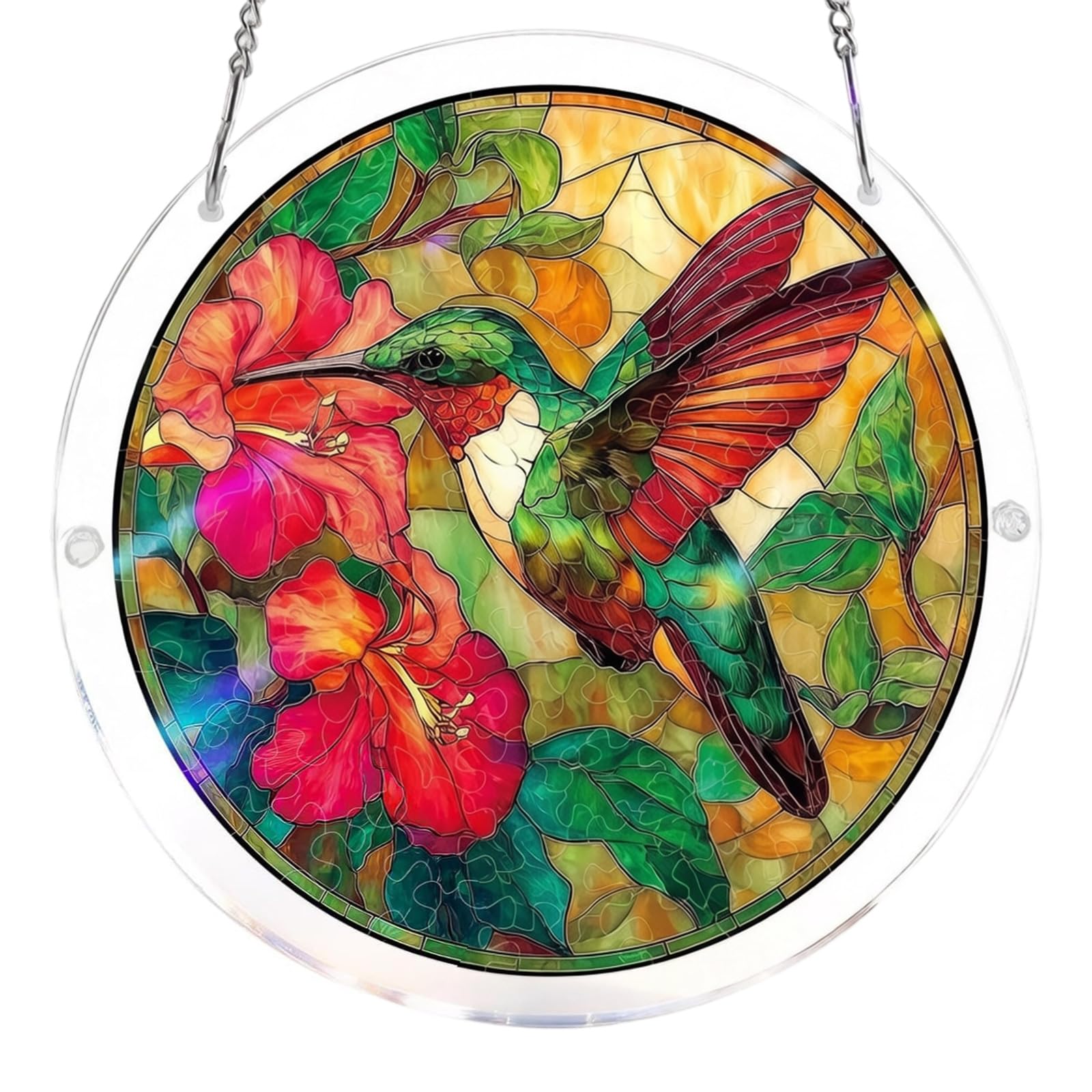 Sbshiouu D Staine Glass Window Hanging, Bir Scenery Suncatchers For Home Ecors Acrylic Puzzle Sun Catchers Ornament Birthday Gift Acrylic Jigsaws Puzzle Suncatchers
