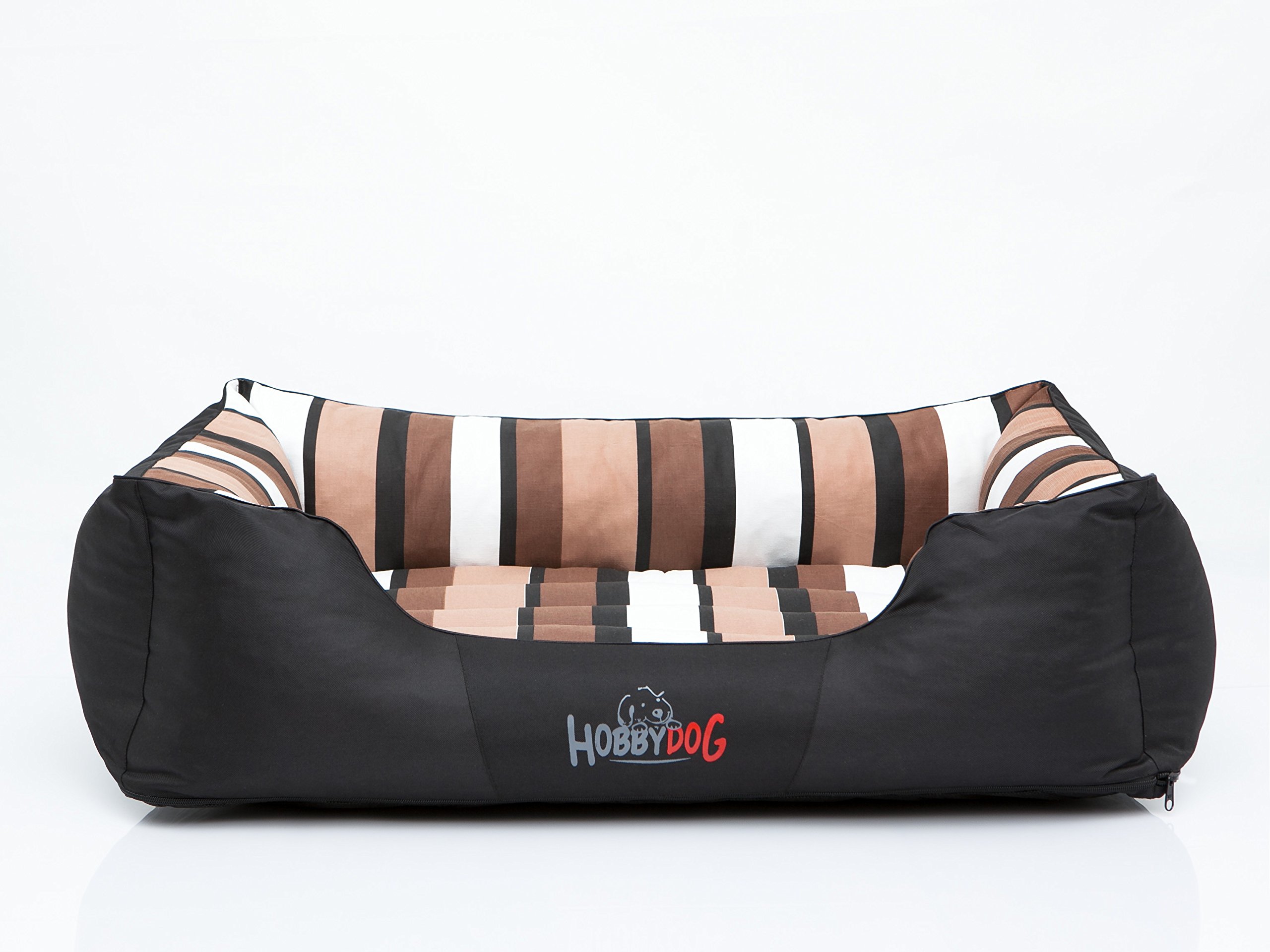 Cama Perro - Cuna para Perros para Dormir, con Funda de Cordura Extraíble (Lavable a 30°) - para Perros Pequeños y Grandes - Sofa para Perros - 85 x 65 cm - Negro con Rayas