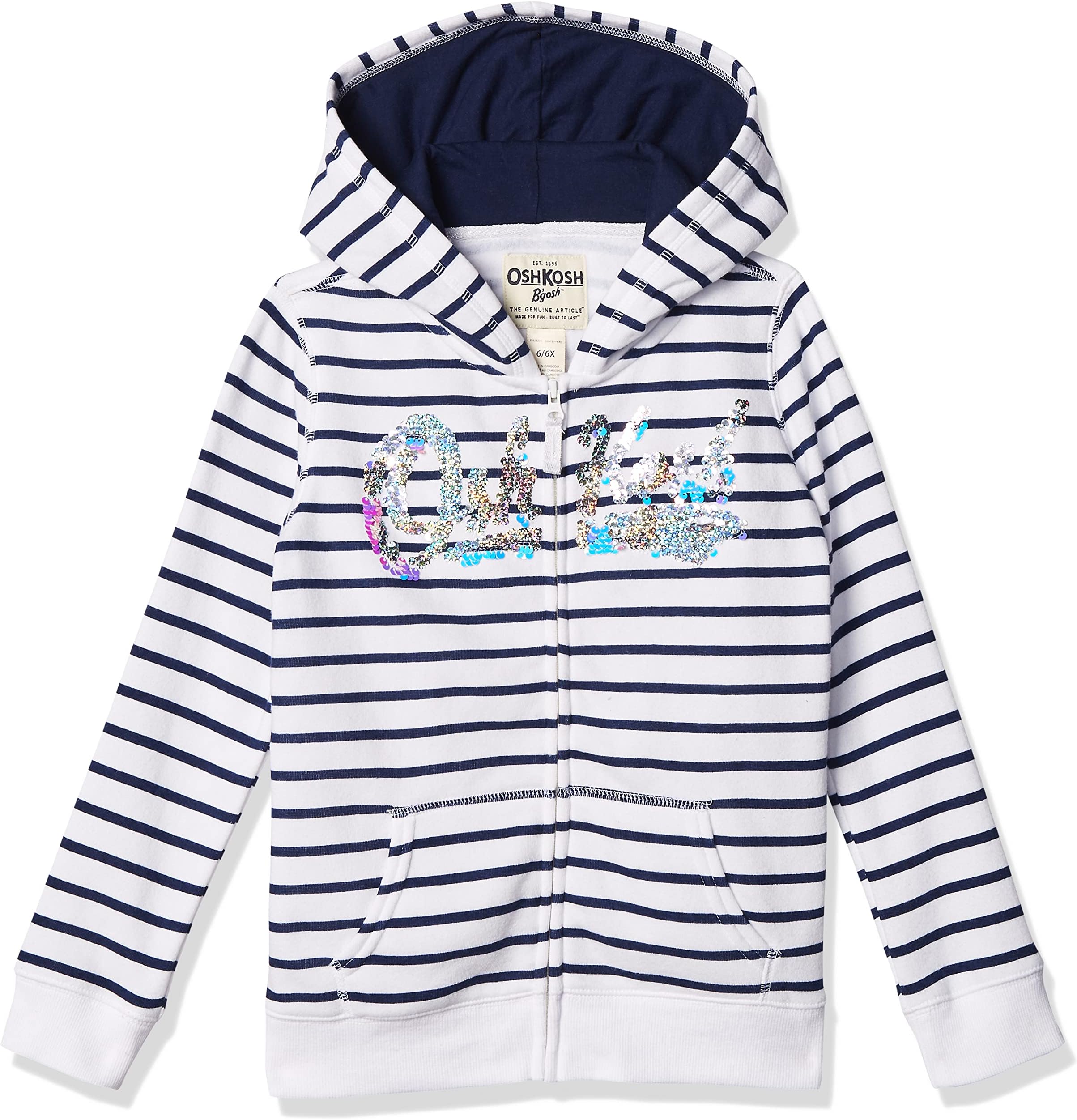 OshKosh B'GoshGirl's Full Zip Logo Hoodie Hooded Sweatshirt